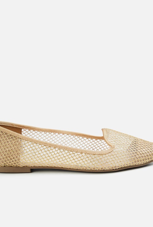 MELANGE Women Mesh-Overlay Ballerina Flats