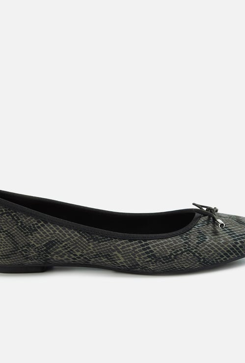 GINGER Women Animal Print Ballerinas with Mock Tie-Up