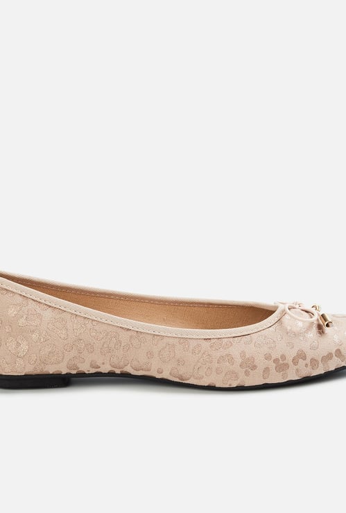 GINGER Women Animal Print Ballerinas with Mock Tie-Up