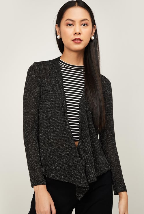 CODE Women Sheen Open-Front Shrug