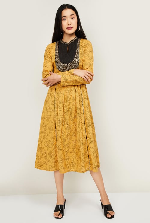 W Women Printed Three-Quarter Sleeves A-line Dress