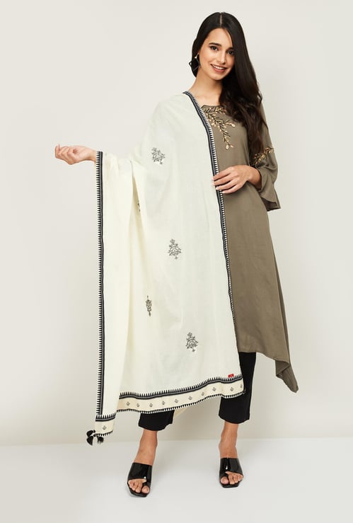 W Women Printed Tassel Detailed Dupatta
