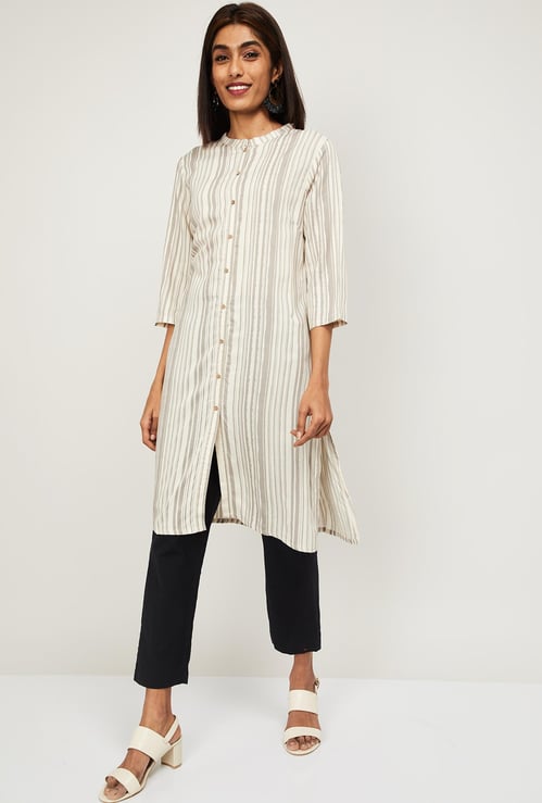 W Women Striped Three-Quarter Sleeves Kurta