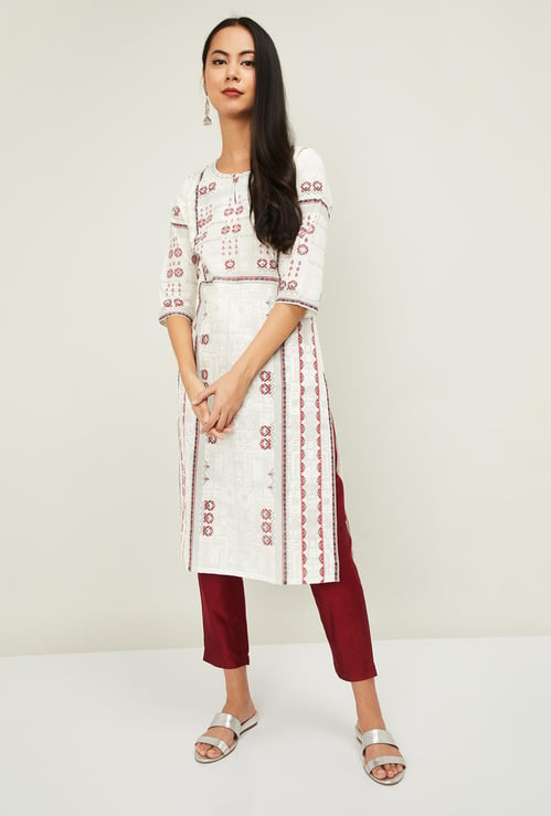 W Women Printed Straight Kurta