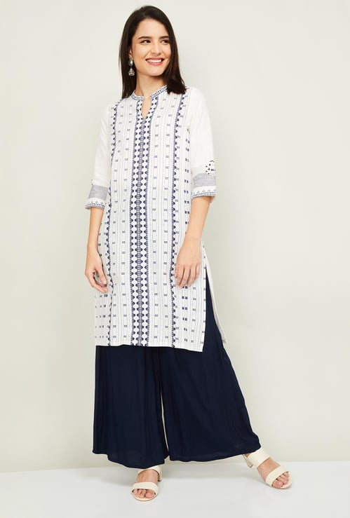 W Women Embroidered Straight Kurta