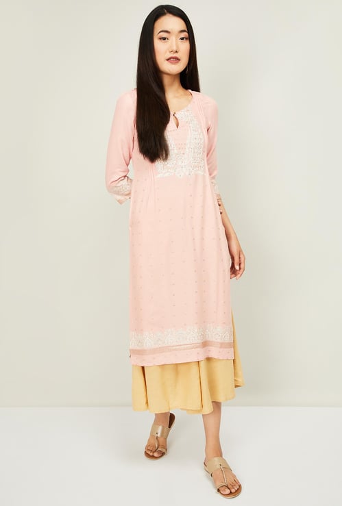 W Women Embroidered Straight Kurta