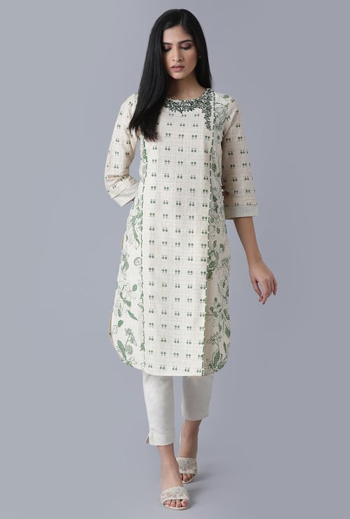 W Women Printed Straight Kurta
