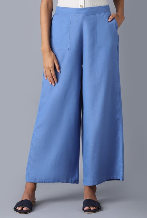 W Women Solid Elasticated Palazzos