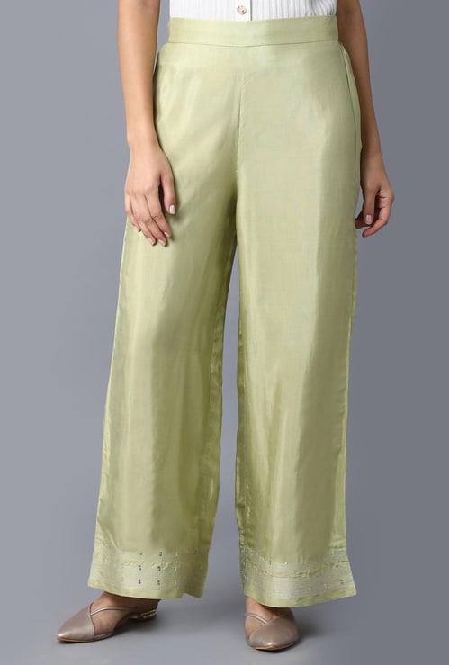 W Women Solid Elasticated Palazzos