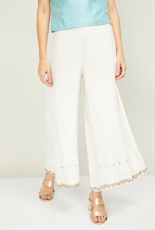 W Women Solid Elasticated Palazzos