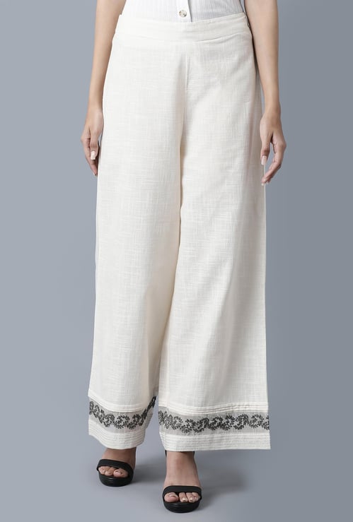 W Women Embroidered Elasticated Palazzos