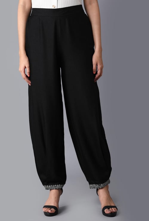 W Women Solid Elasticated Ethnic Pants