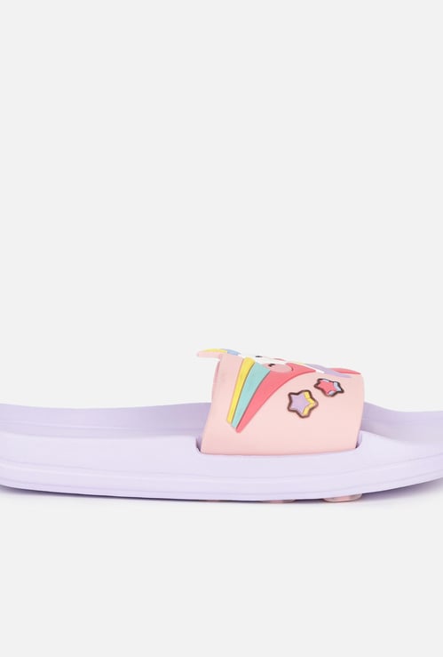 FAME FOREVER Girls Unicorn Applique Sliders