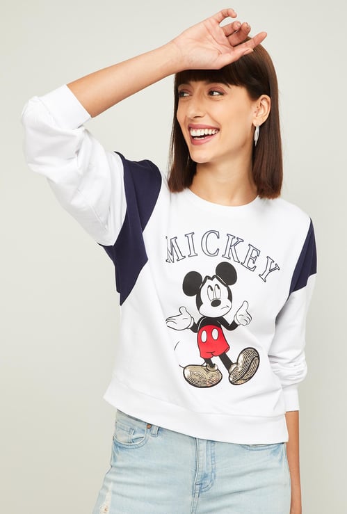 GINGER Women Mickey Mouse Print Sweatshirt