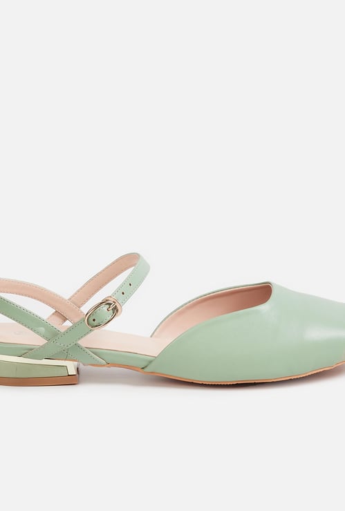 CODE Women Solid Ankle-Strap Ballerina Flats