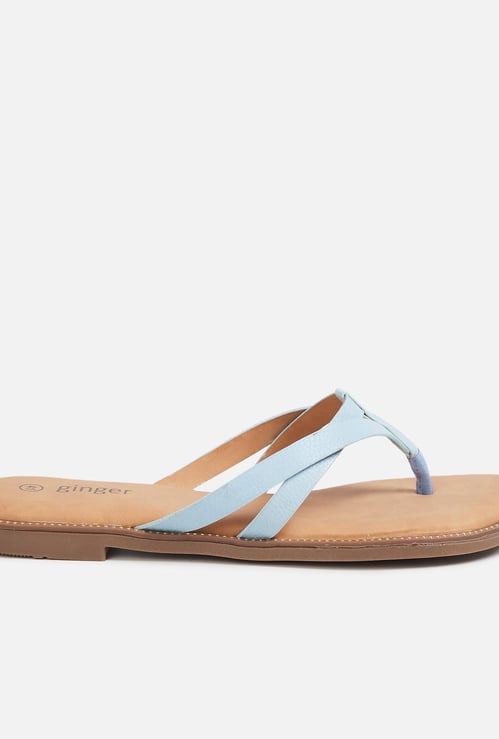 GINGER Women Solid Open-Toe Flats