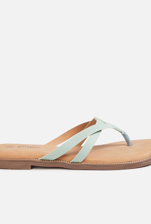 GINGER Women Solid Open-Toe Flats