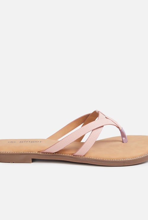 GINGER Women Solid Open-Toe Flats