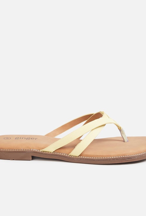GINGER Women Solid Open-Toe Flats