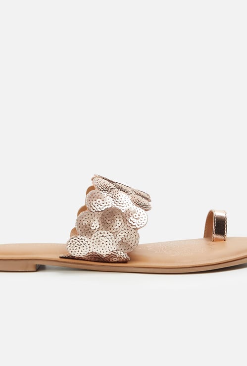 MELANGE Women Embellished Ring-Toed Flats
