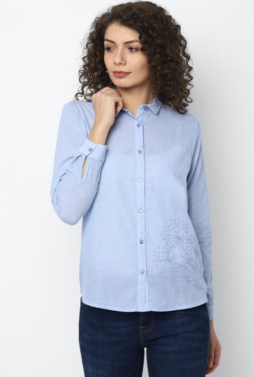 ALLEN SOLLY Women Solid Full Sleeves Shirt