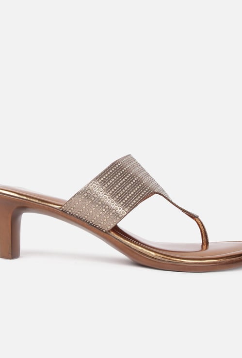 MELANGE Women Shimmery Open-Toe Heels