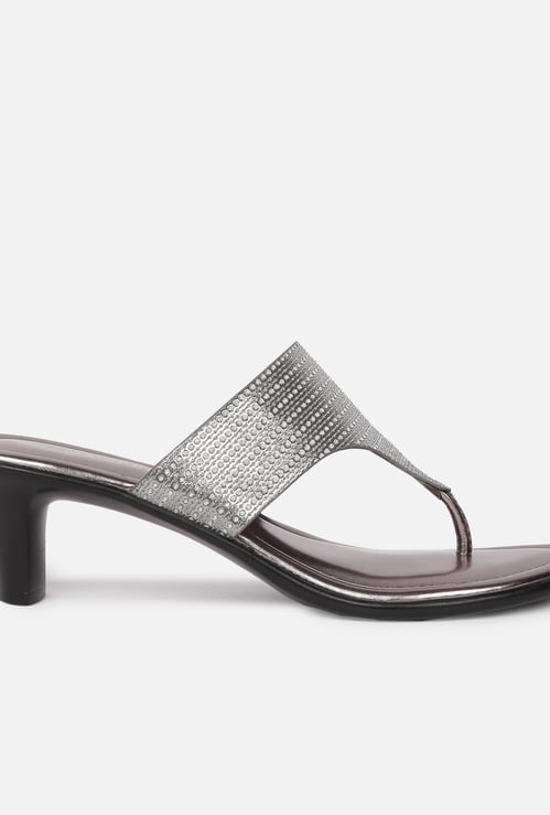 MELANGE Women Shimmery Open-Toe Heels