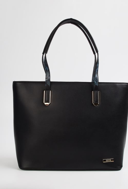 CODE Women Solid Zip-Closure Tote Bag