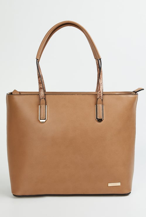 CODE Women Solid Zip-Closure Tote Bag