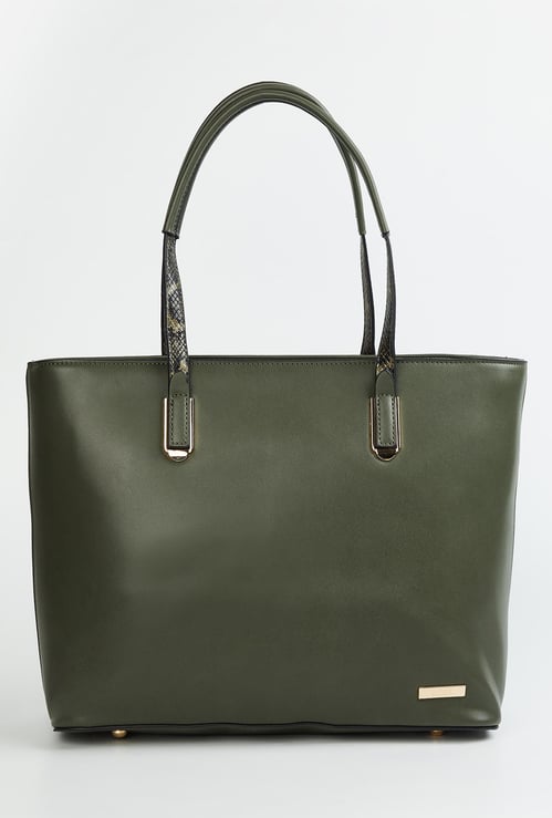 CODE Women Solid Zip-Closure Tote Bag