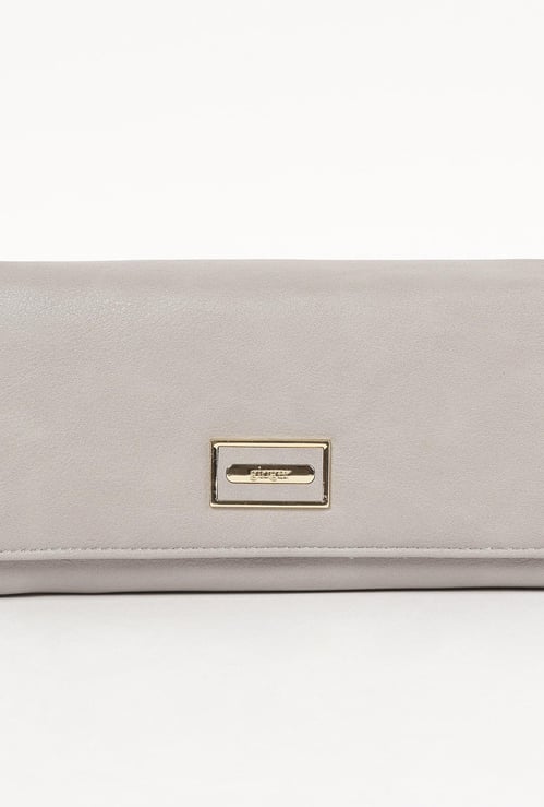 GINGER Women Solid Flap-Closure Wallet with Detachable Shoulder Strap