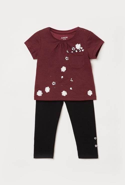 JUNIORS Girls Applique Top with Leggings