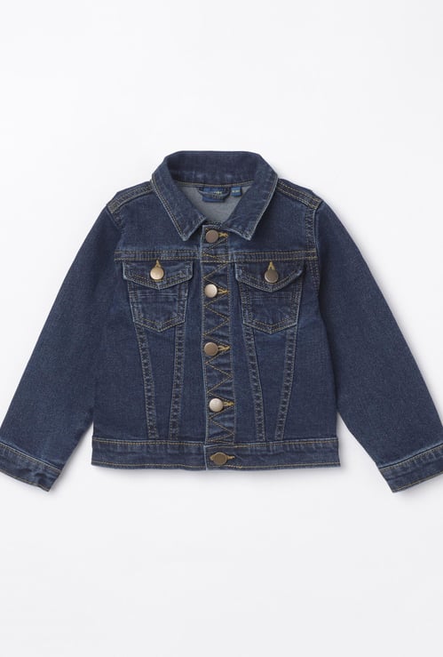 JUNIORS Boys Printed Full Sleeves Denim Jacket