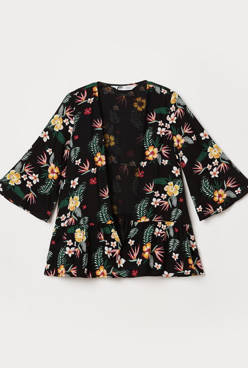 FAME FOREVER YOUNG Girls Floral Print Open-Front Shrug