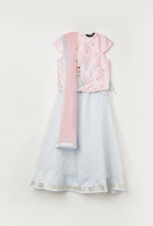 MELANGE Girls Printed Lehenga Set with Dupatta