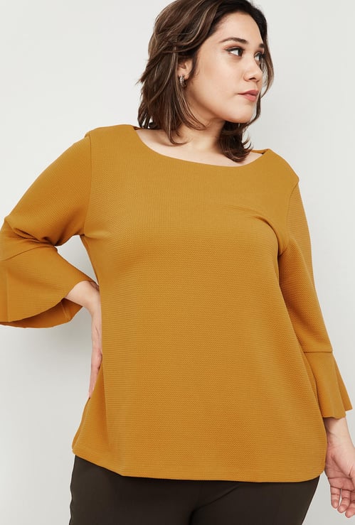 NEXUS Women Plus-Size Solid Bell Sleeves Top