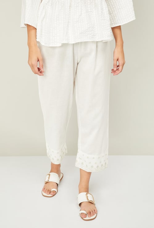 MELANGE Women Printed Elasticated Straight Pants