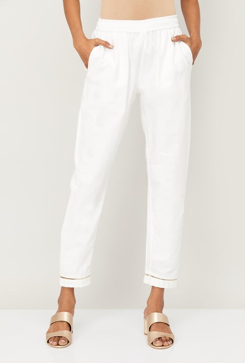 MELANGE Women Printed Elasticated Straight Pants