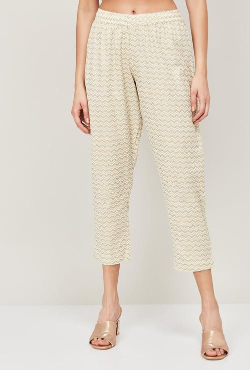 MELANGE Women Chevron Pattern Cropped Pants