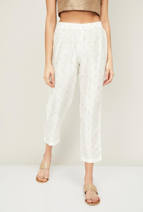 MELANGE Women Printed Elasticated Straight Pants