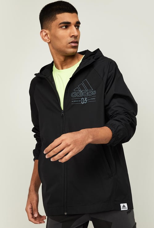 ADIDAS Men Printed Hooded Sweatshirt