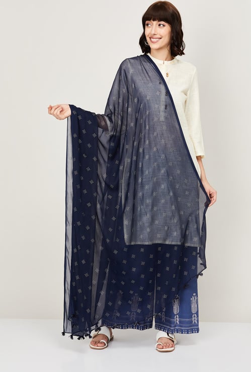 MELANGE Women Printed Dupatta with Tassels