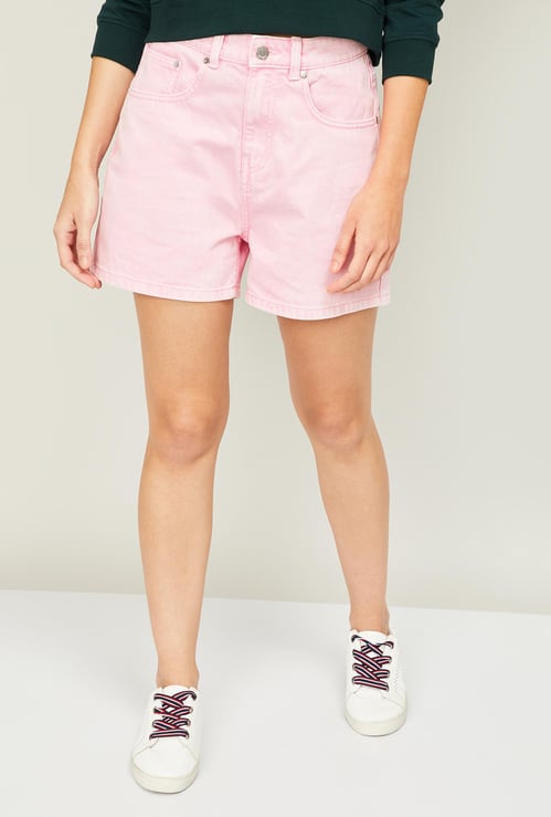 GINGER Women Solid Denim Shorts
