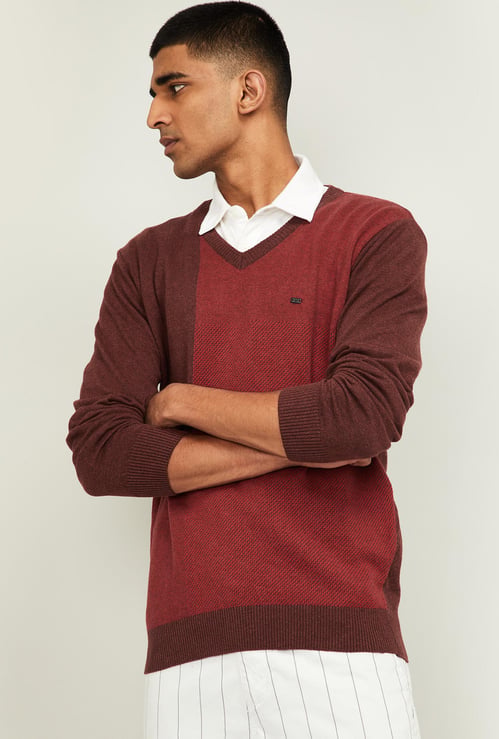 BLACKBERRYS CASUAL Men Patterned V-neck Sweater