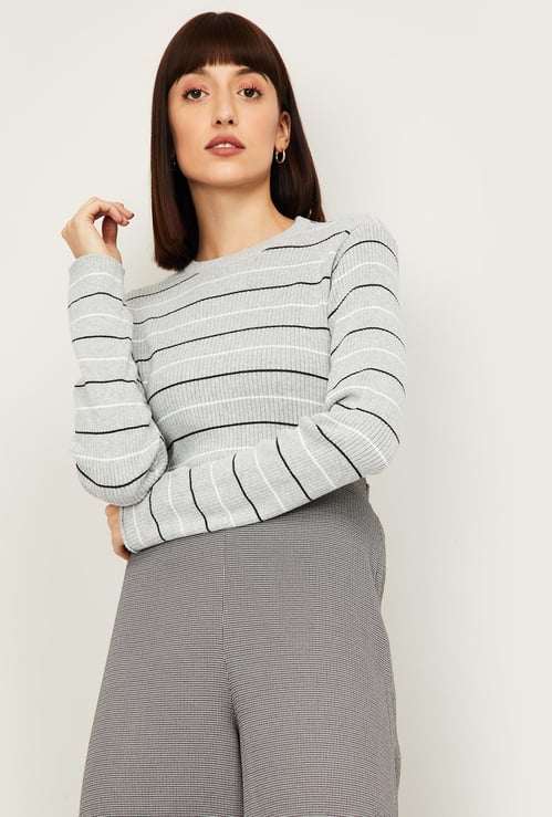VAN HEUSEN Women Striped Round Neck Sweater