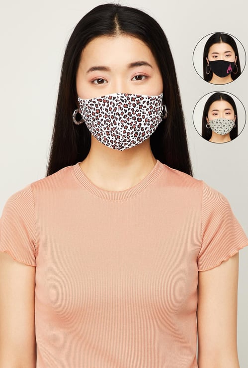 GINGER Women Printed Face Mask - Set of 3