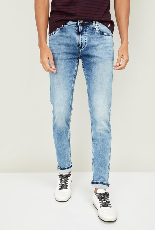 KILLER Men Stonewashed Slim Straight Jeans