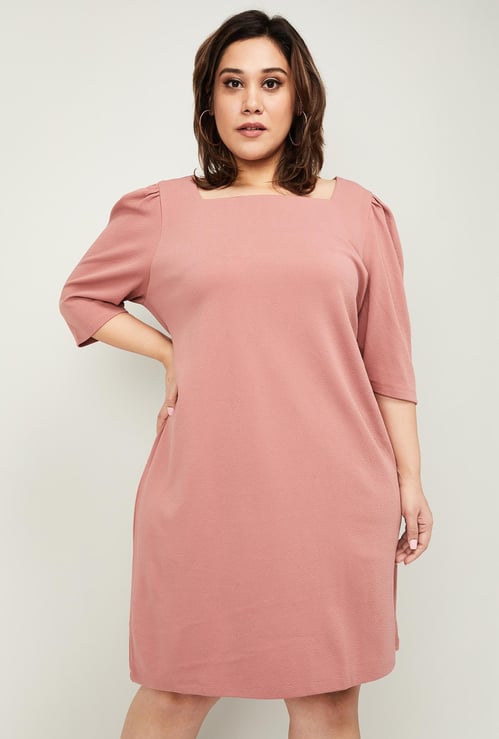 NEXUS Women Solid Plus-Size Shift Dress