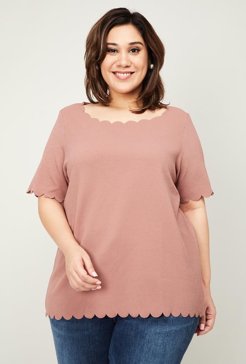 NEXUS Women Plus-Size Solid Short Sleeves Top