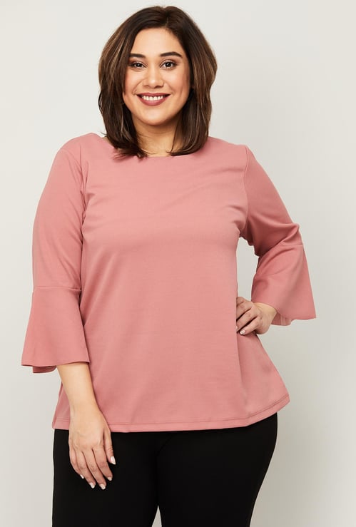 NEXUS Women Plus-Size Solid Bell Sleeves Top